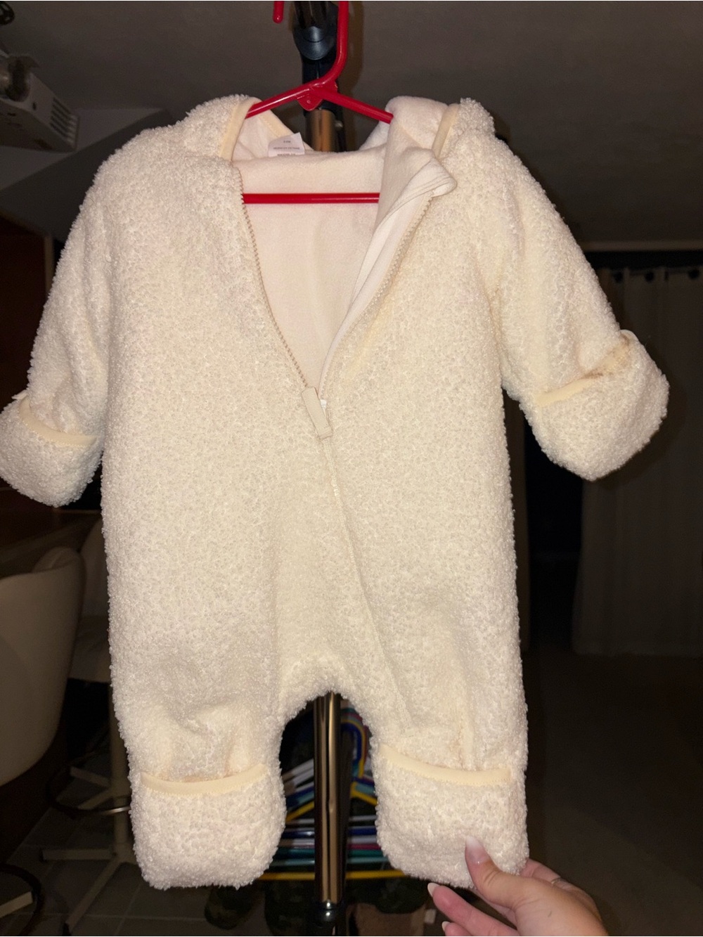 Cream Teddy Fleece Baby winter snow suit